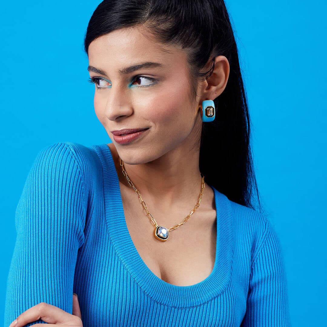 Belle Black Enamel Necklace - Isharya | Modern Indian Jewelry