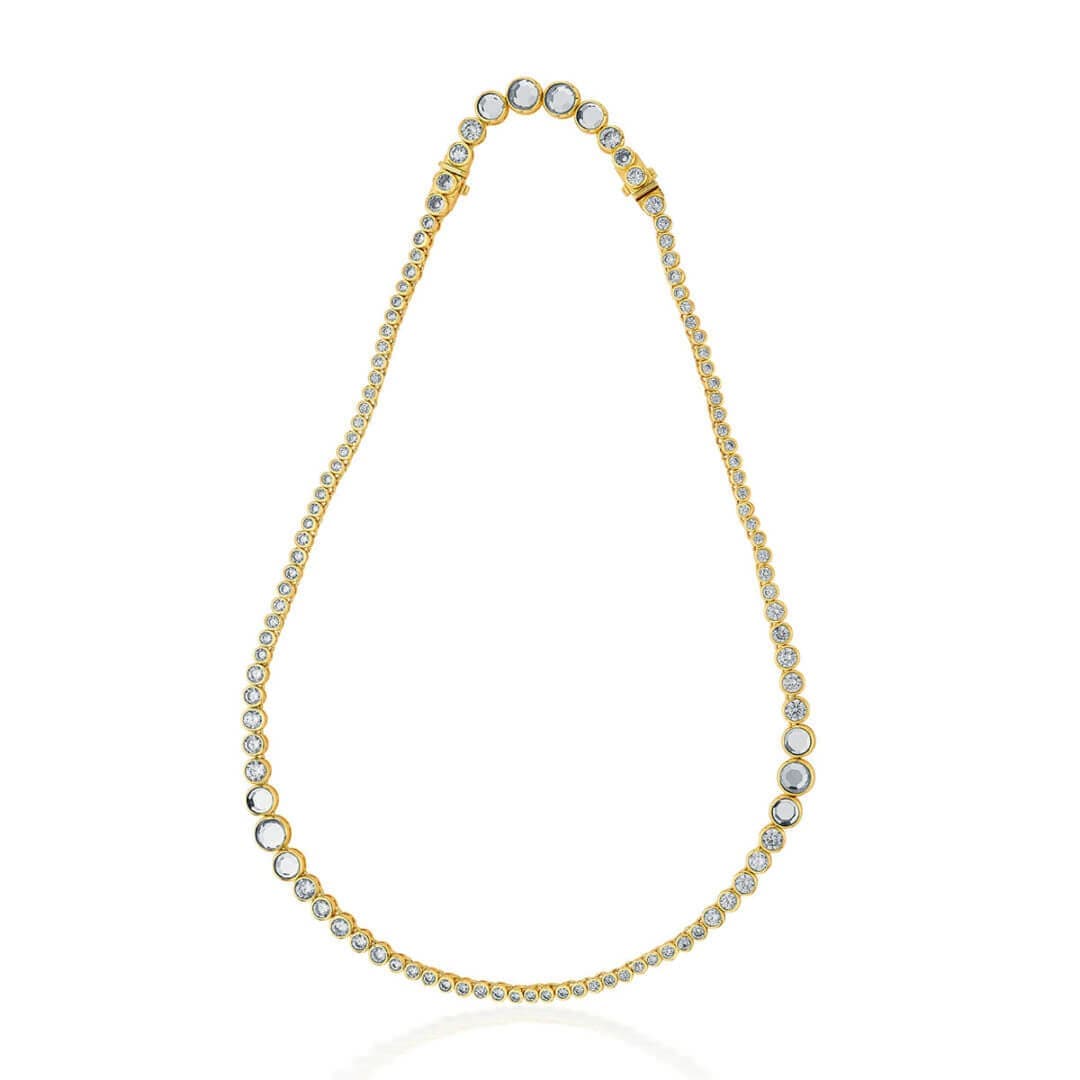 Nazm Mirror & CZ Long Necklace - Isharya | Modern Indian Jewelry