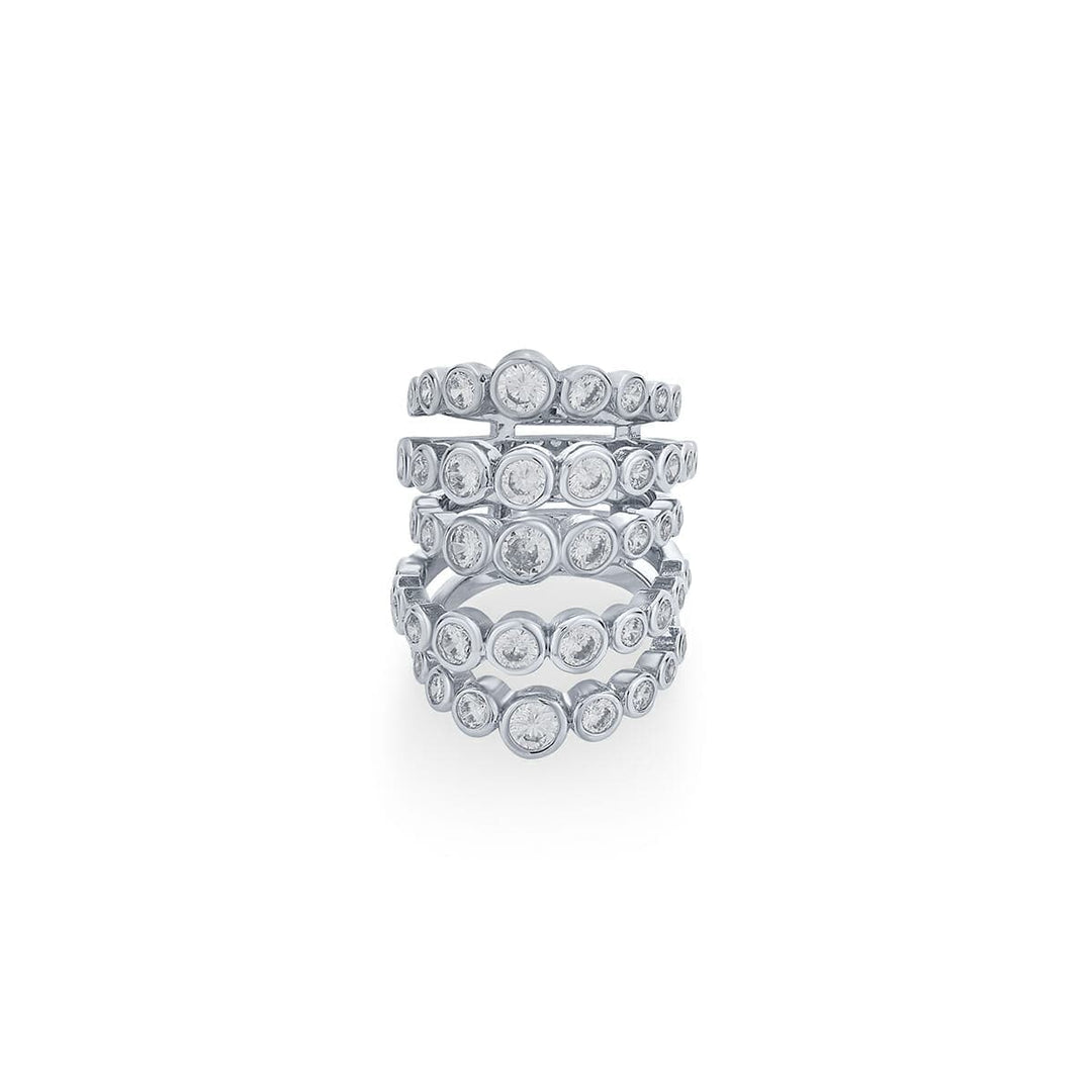 Nazm CZ Multi-band Cocktail Ring - Isharya | Modern Indian Jewelry