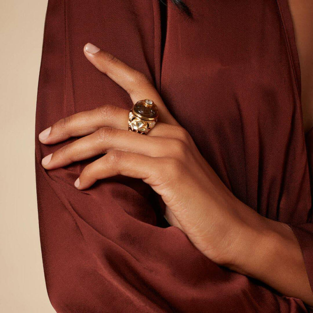 Amber Heirloom Mughal Ring - Isharya | Modern Indian Jewelry