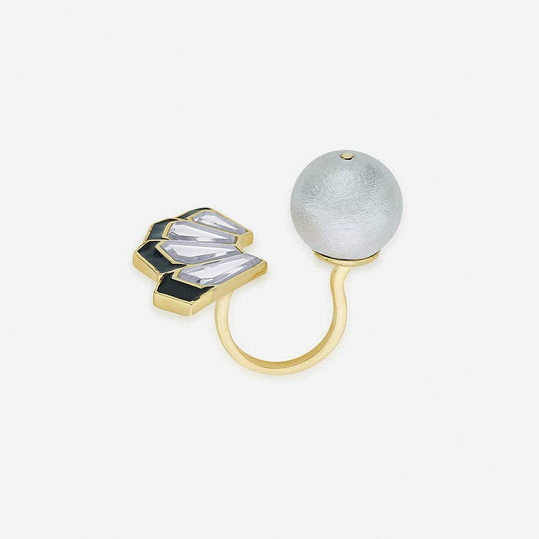 Ayaana Mirror and Pearl Fan Ring - Isharya | Modern Indian Jewelry