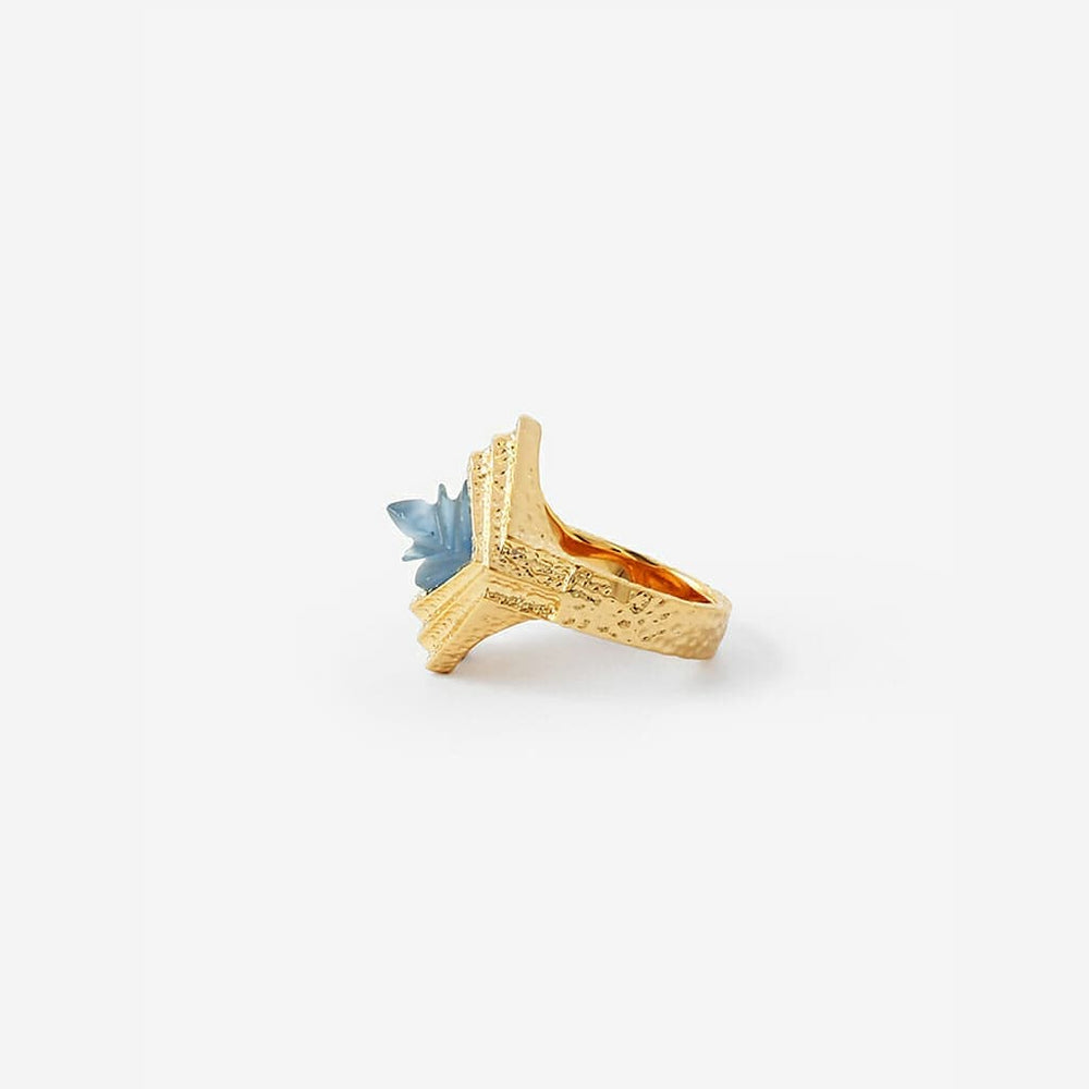 Blue Chalcedony Origami Midi Ring - Isharya | Modern Indian Jewelry