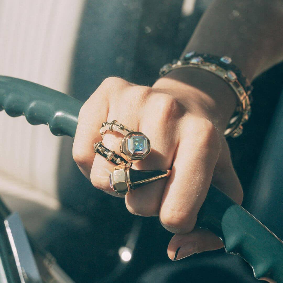Chand White Resin Stackable Ring - Isharya | Modern Indian Jewelry