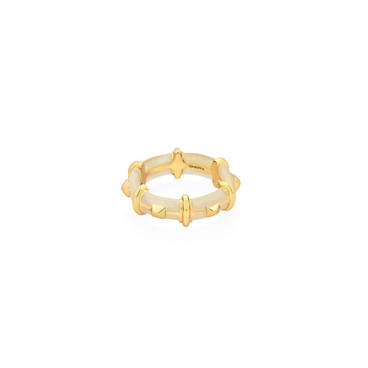 Chand White Resin Stackable Ring - Isharya | Modern Indian Jewelry