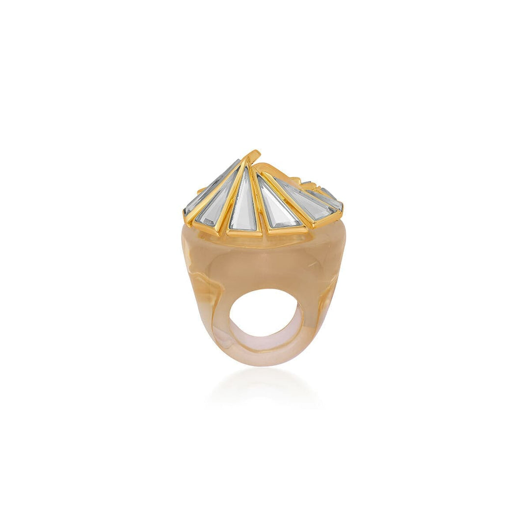 Demi Goddess Irregular Mirror and Resin Swirl Statement Ring - Isharya | Modern Indian Jewelry