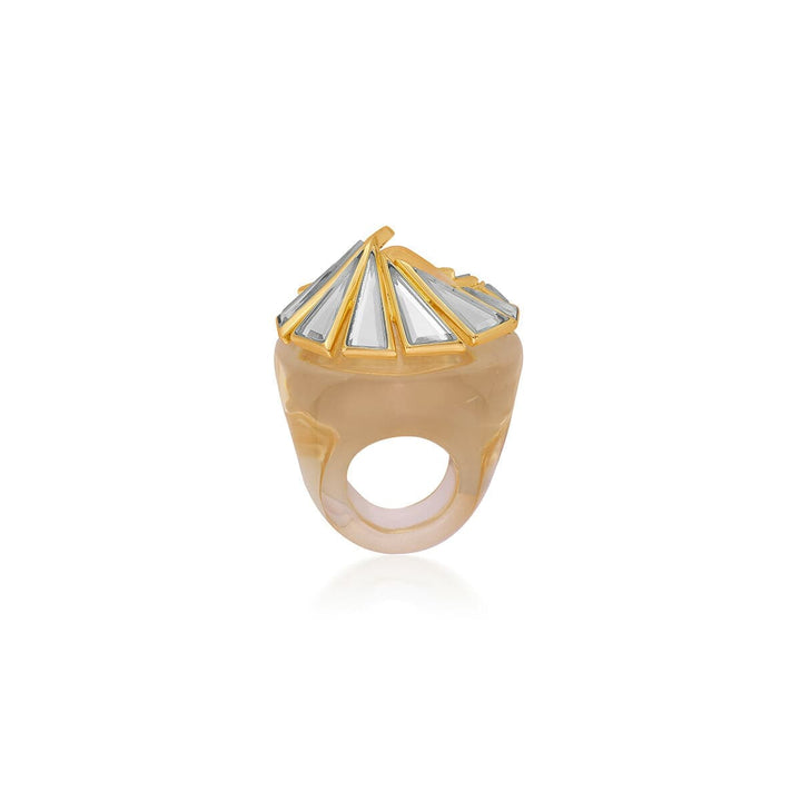 Demi Goddess Irregular Mirror and Resin Swirl Statement Ring - Isharya | Modern Indian Jewelry