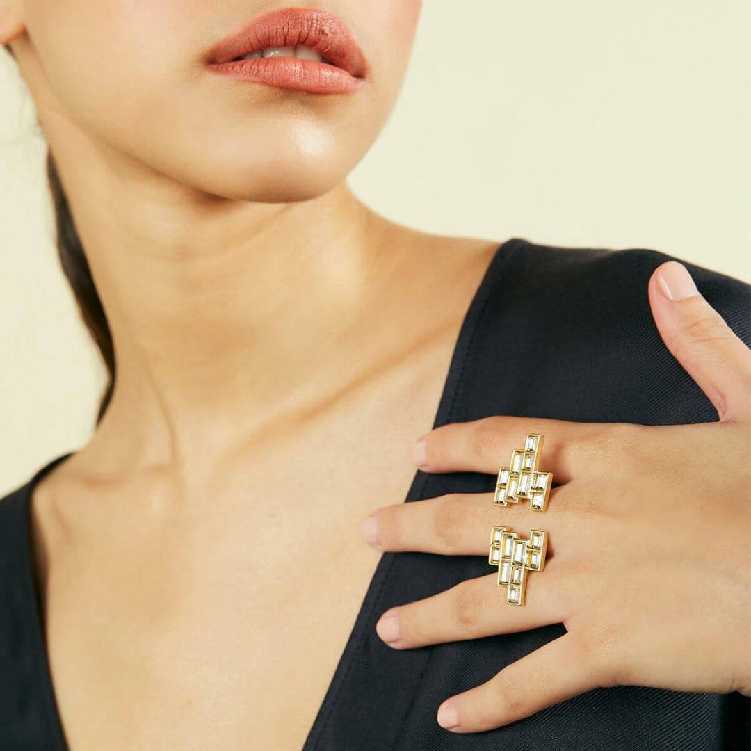 Disco Mirror Wing Ring - Isharya | Modern Indian Jewelry