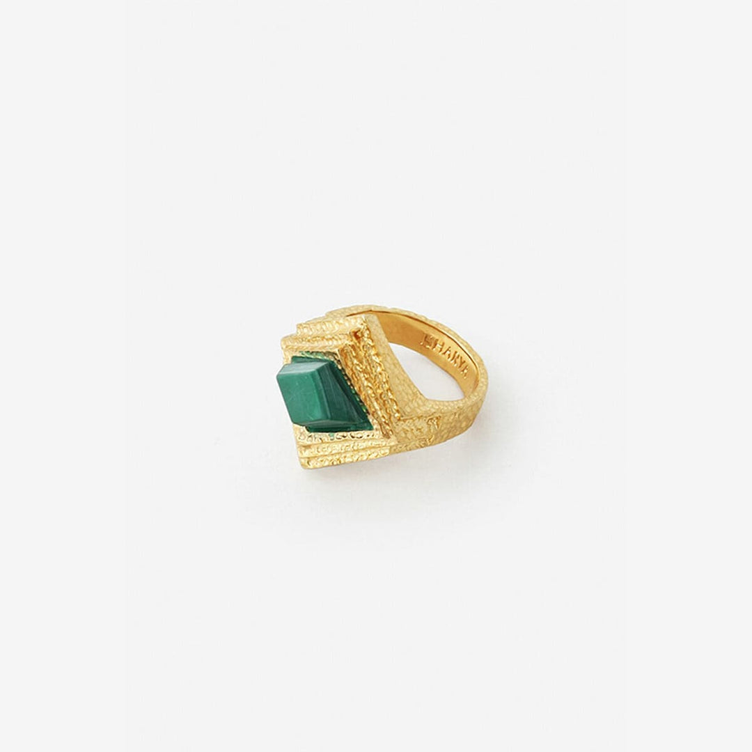 Green Malachite Origami Midi Ring - Isharya | Modern Indian Jewelry