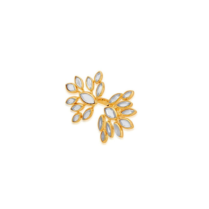 Marquise Mirror Cluster Gold Open Ring - Isharya | Modern Indian Jewelry