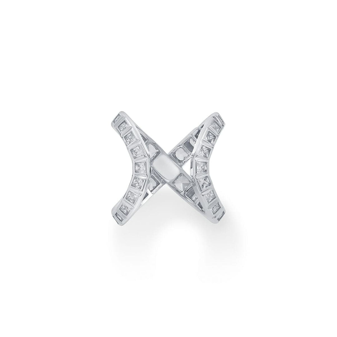 Nazm CZ Cross Open Ring - Isharya | Modern Indian Jewelry