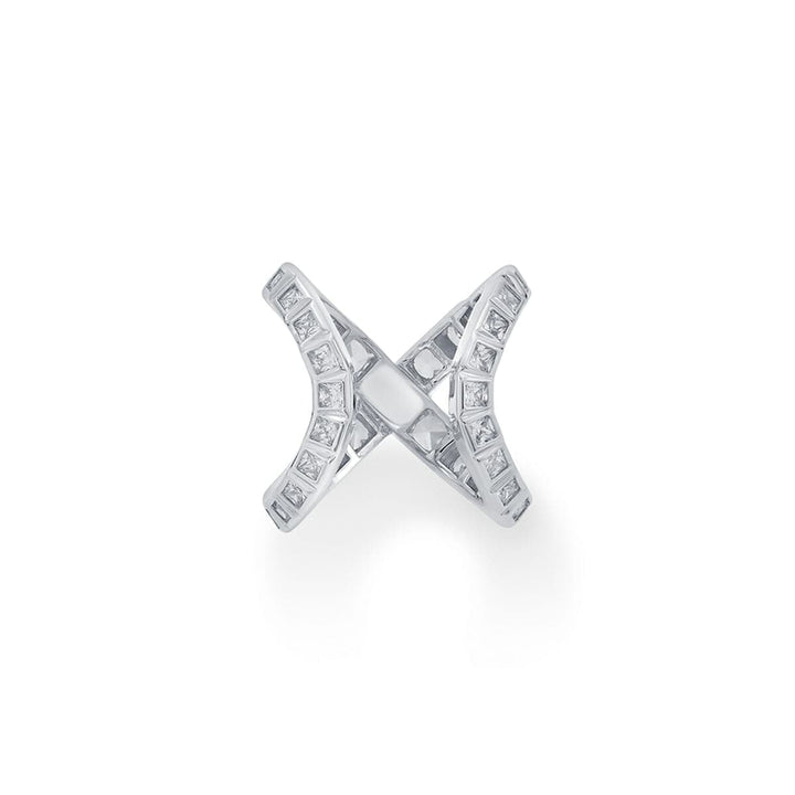 Nazm CZ Cross Open Ring - Isharya | Modern Indian Jewelry