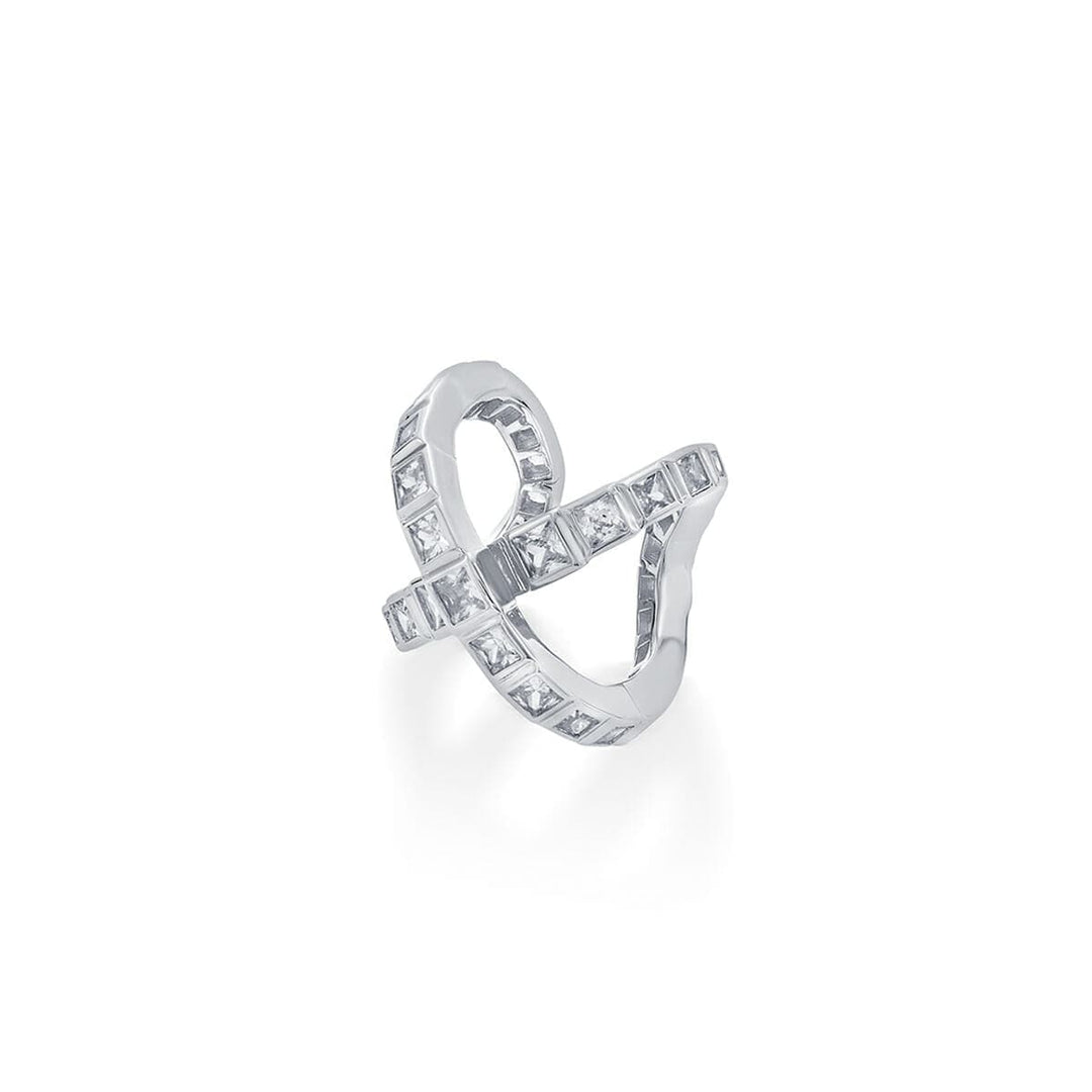 Nazm CZ Cross Open Ring - Isharya | Modern Indian Jewelry
