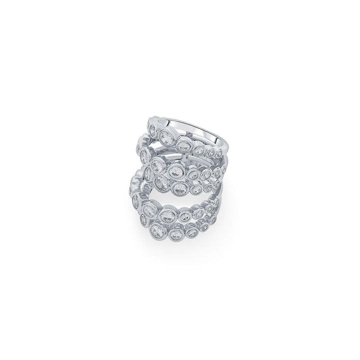 Nazm CZ Multi-band Cocktail Ring - Isharya | Modern Indian Jewelry