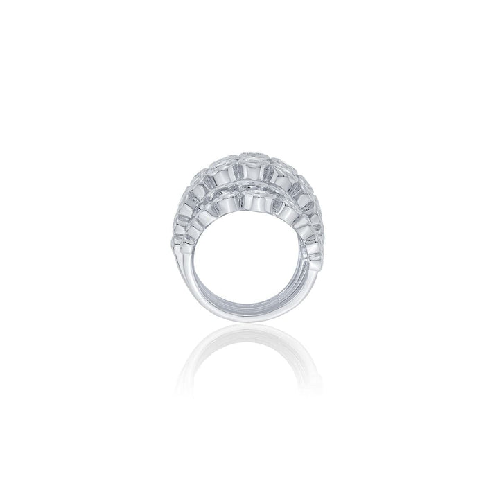 Nazm CZ Multi-band Cocktail Ring - Isharya | Modern Indian Jewelry