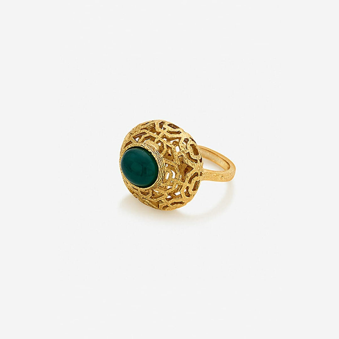 Noor Green Circle Ring - Isharya | Modern Indian Jewelry