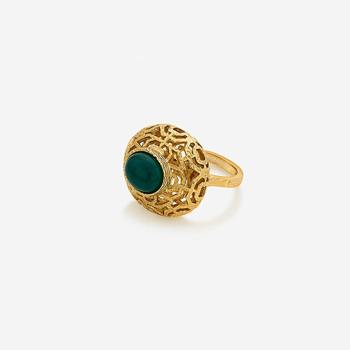 Noor Green Circle Ring - Isharya | Modern Indian Jewelry