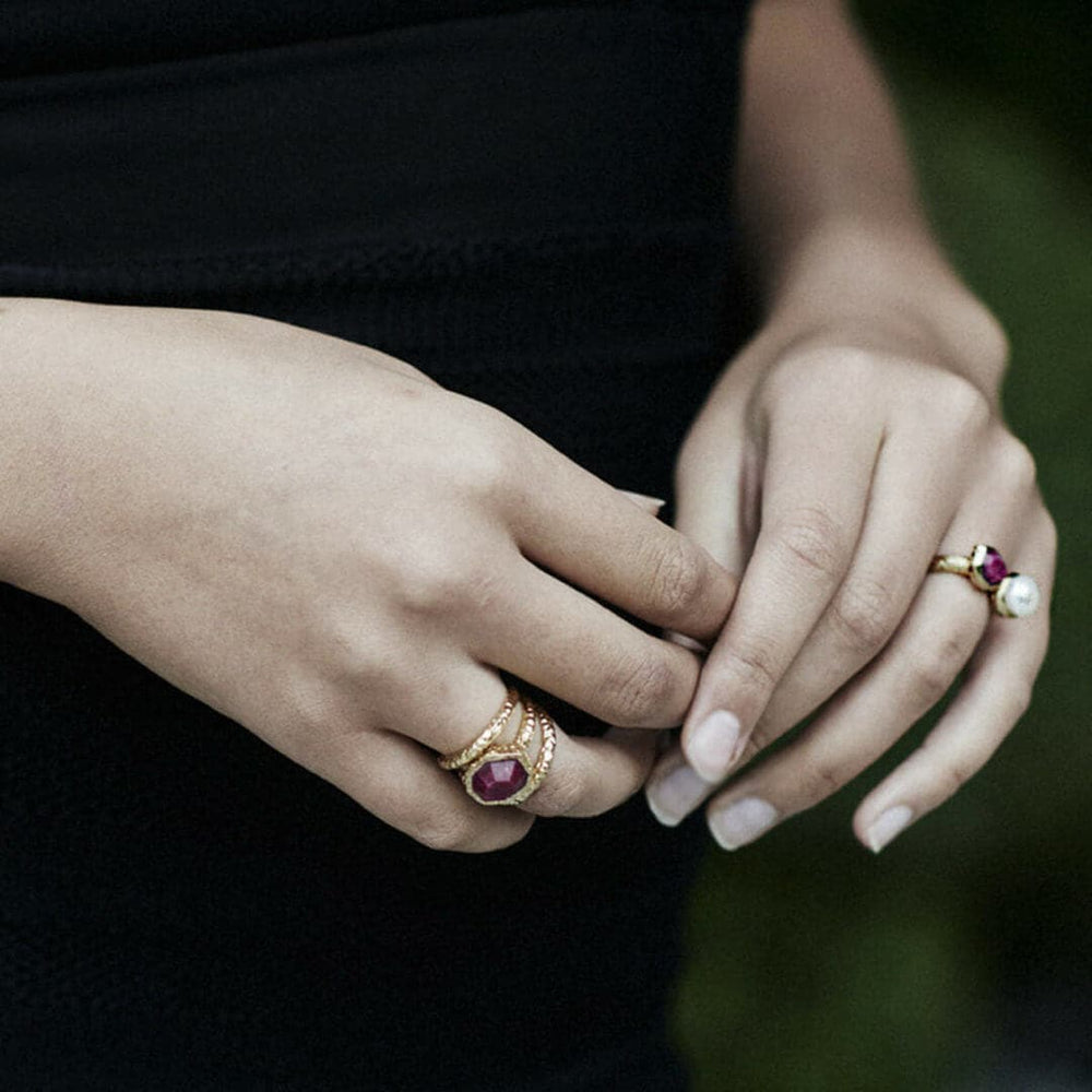Orchid Goddess Triple Band Ring - Isharya | Modern Indian Jewelry