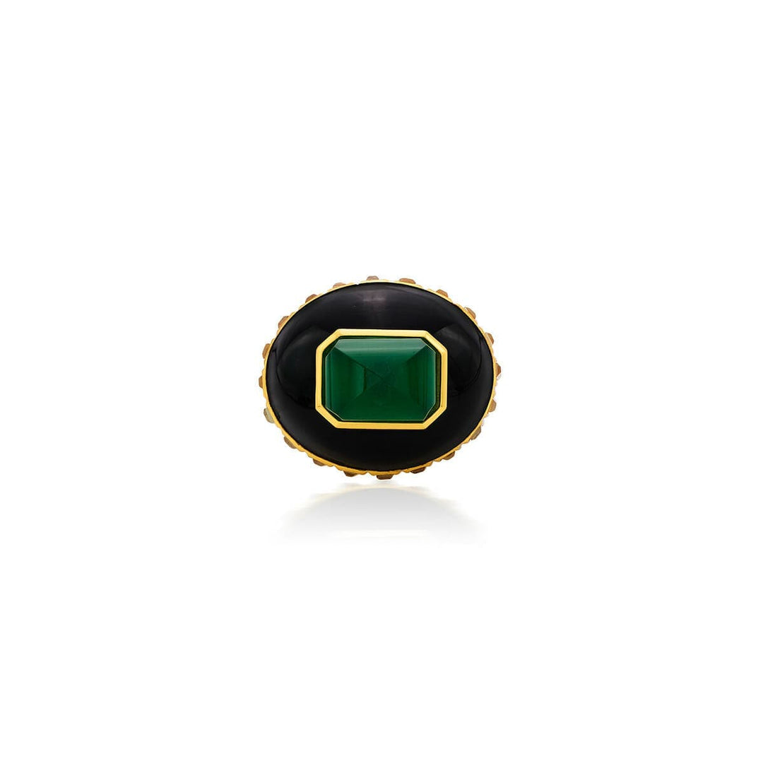 Raina Hydro Emerald Oval Ring - Isharya | Modern Indian Jewelry