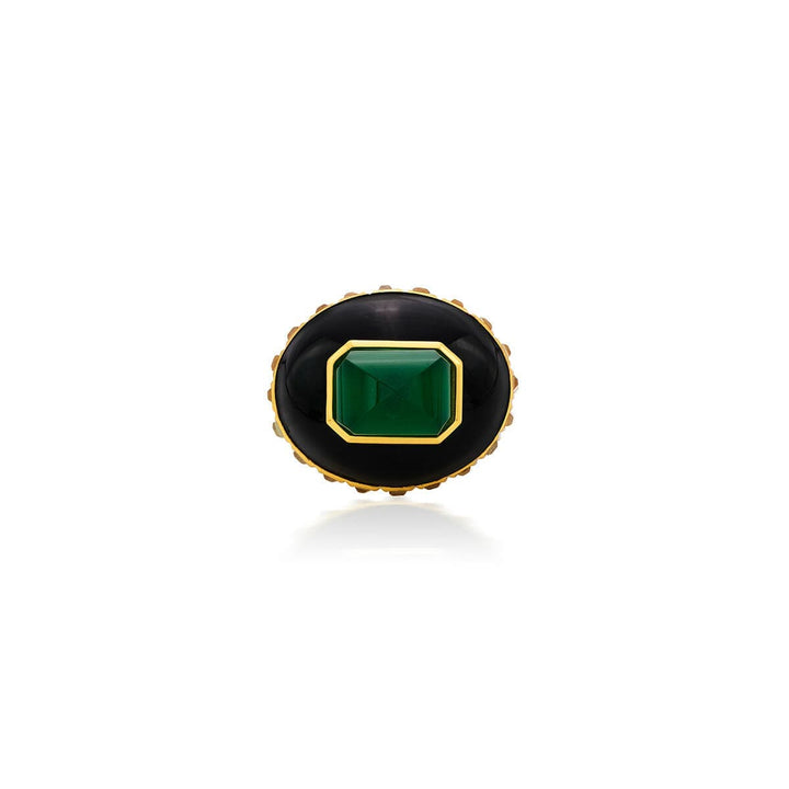 Raina Hydro Emerald Oval Ring - Isharya | Modern Indian Jewelry