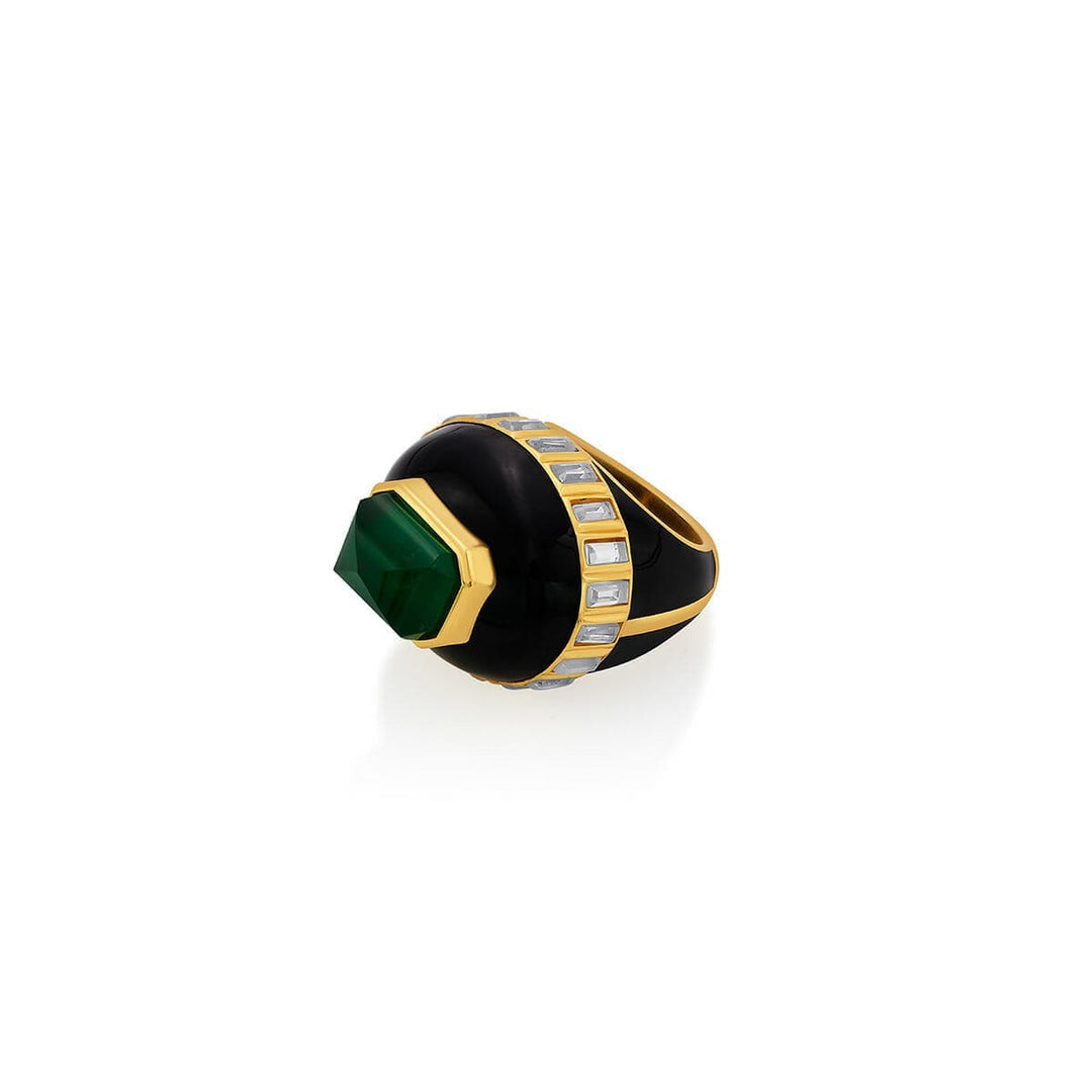 Raina Hydro Emerald Oval Ring - Isharya | Modern Indian Jewelry