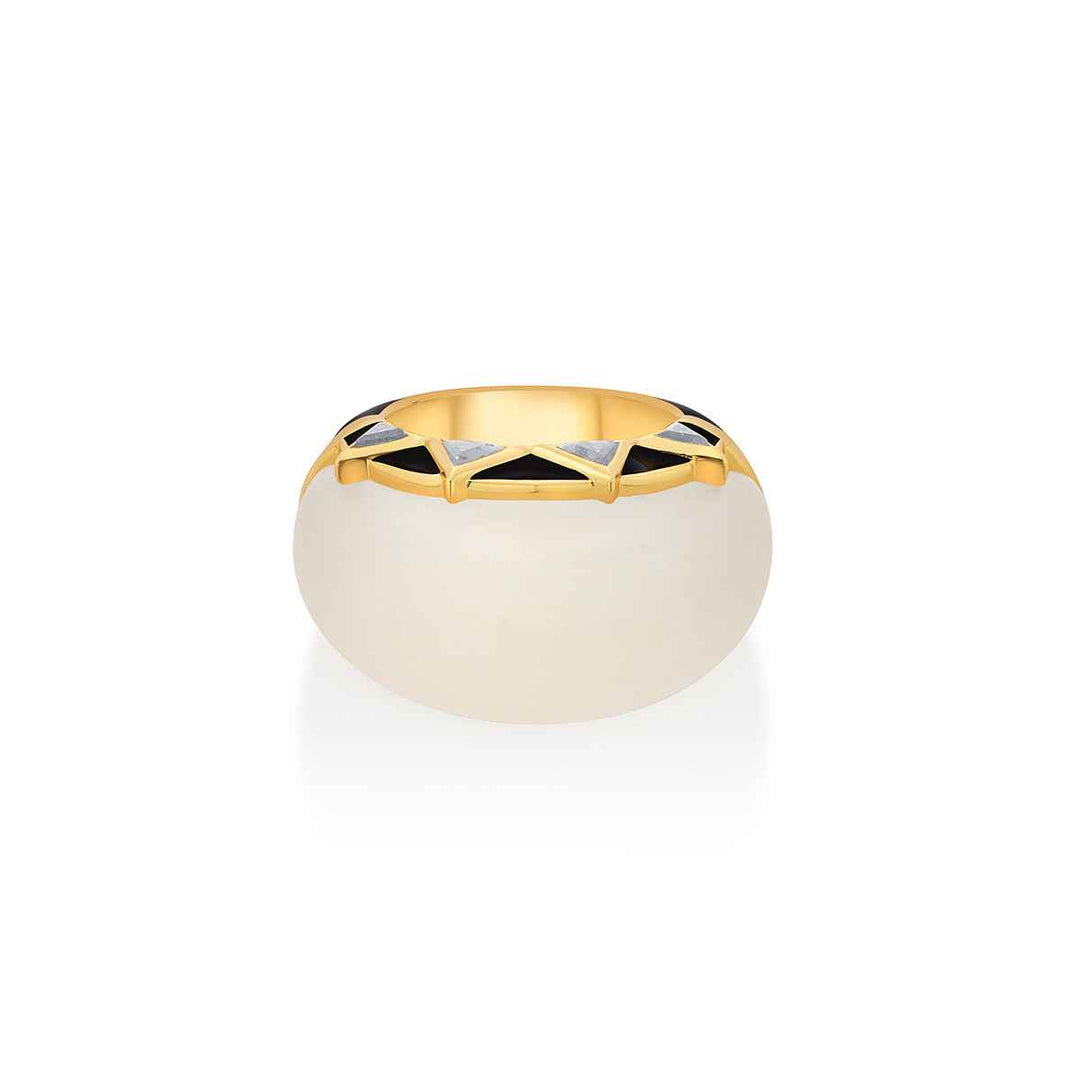 Shell Mirror Enamel Ring - Isharya | Modern Indian Jewelry