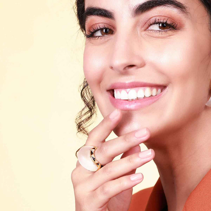 Shell Mirror Enamel Ring - Isharya | Modern Indian Jewelry