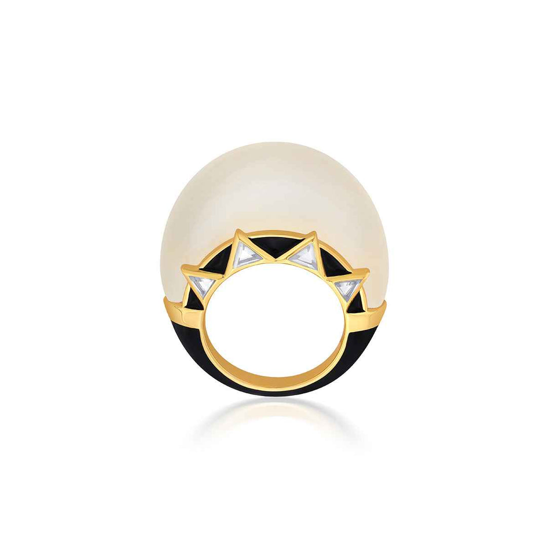 Shell Mirror Enamel Ring - Isharya | Modern Indian Jewelry