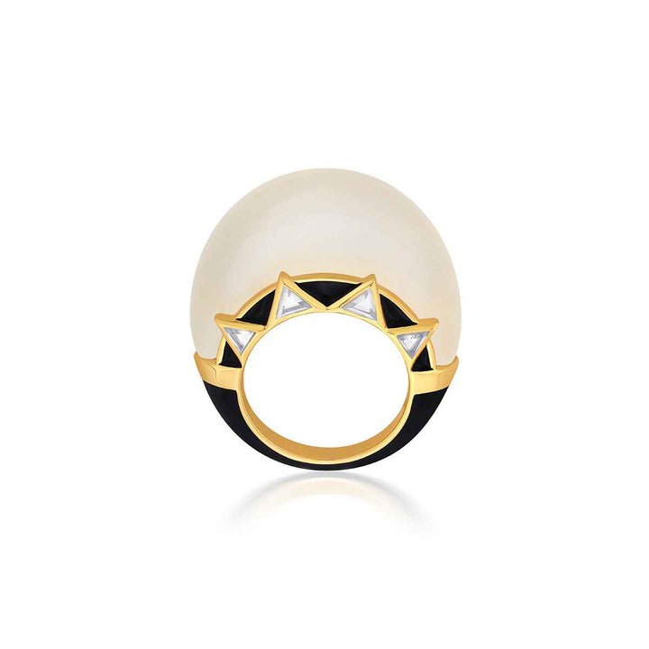 Shell Mirror Enamel Ring - Isharya | Modern Indian Jewelry