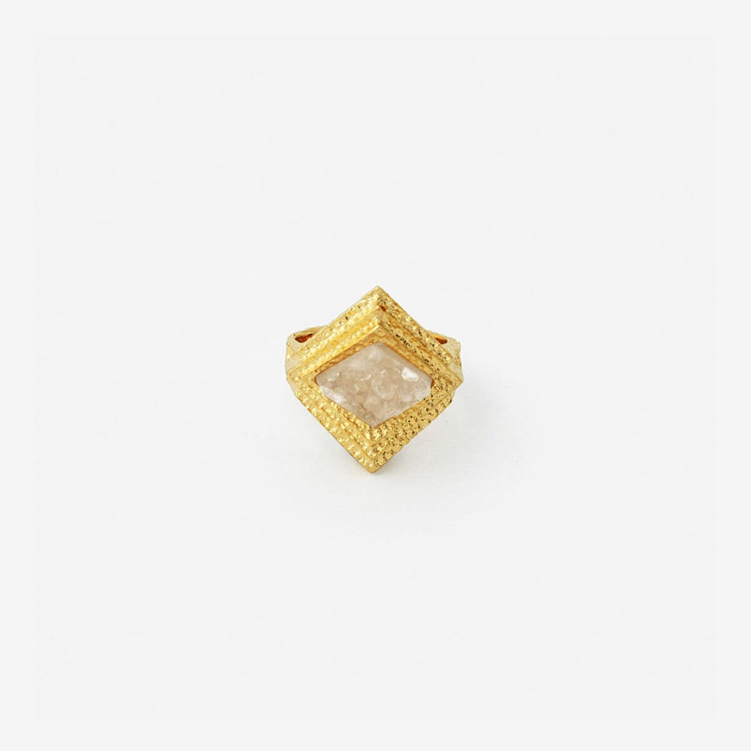 White Druzy Origami Midi Ring - Isharya | Modern Indian Jewelry