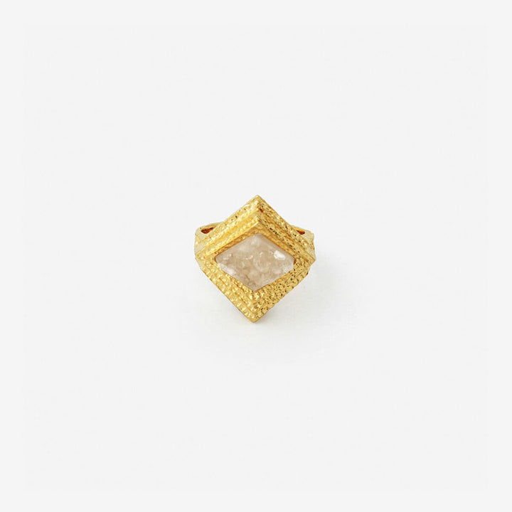 White Druzy Origami Midi Ring - Isharya | Modern Indian Jewelry