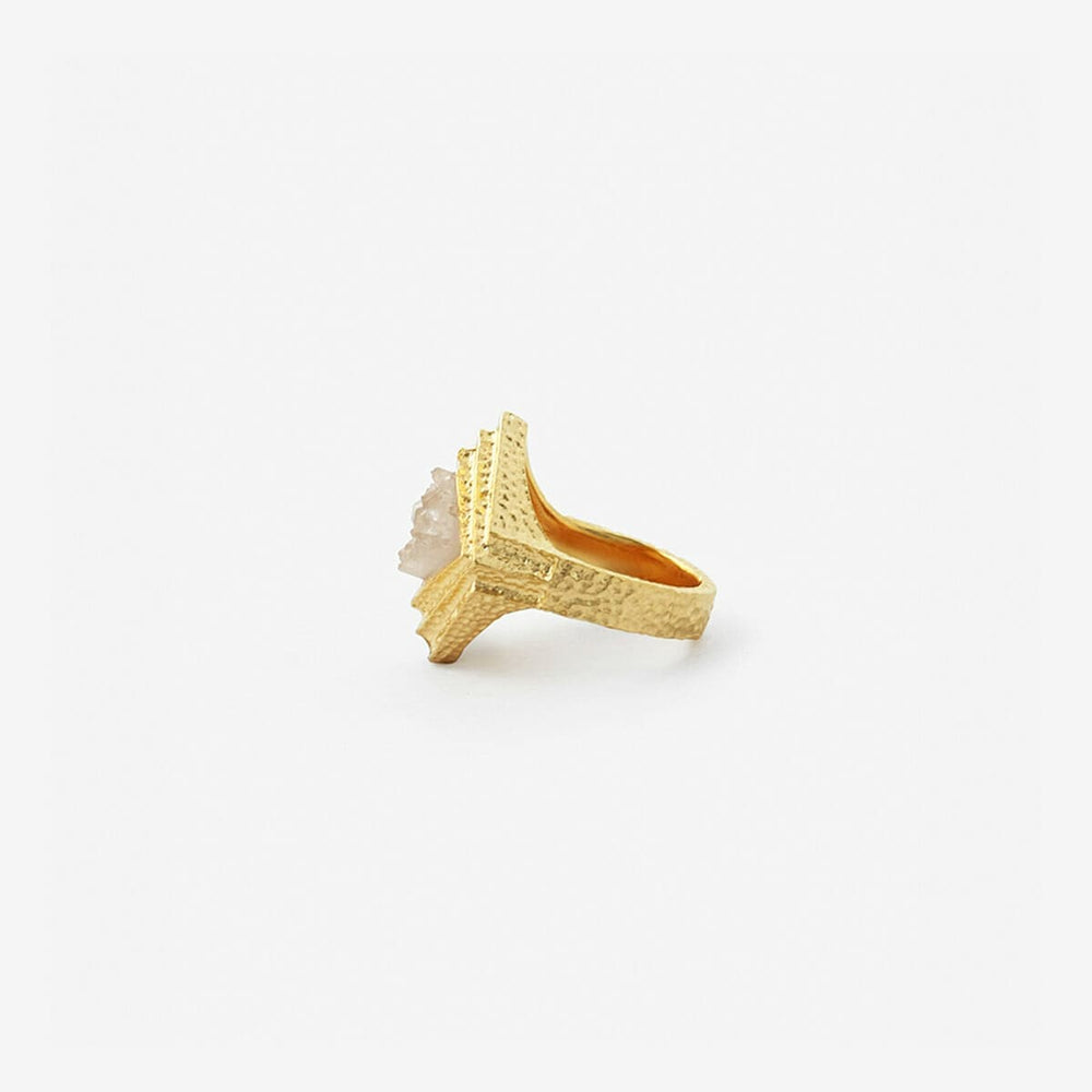 White Druzy Origami Midi Ring - Isharya | Modern Indian Jewelry