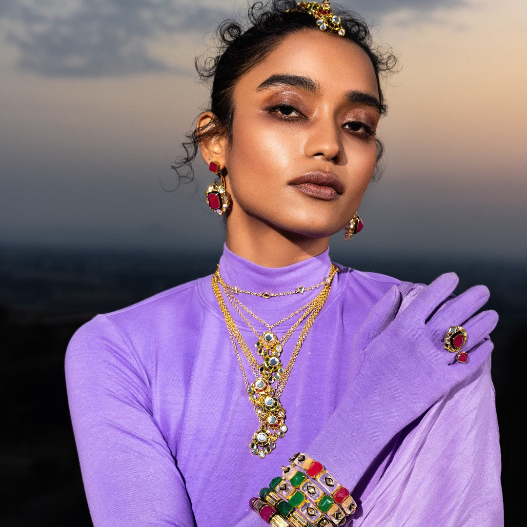 Begum Haute Pink Mughal Bangle - Isharya | Modern Indian Jewelry