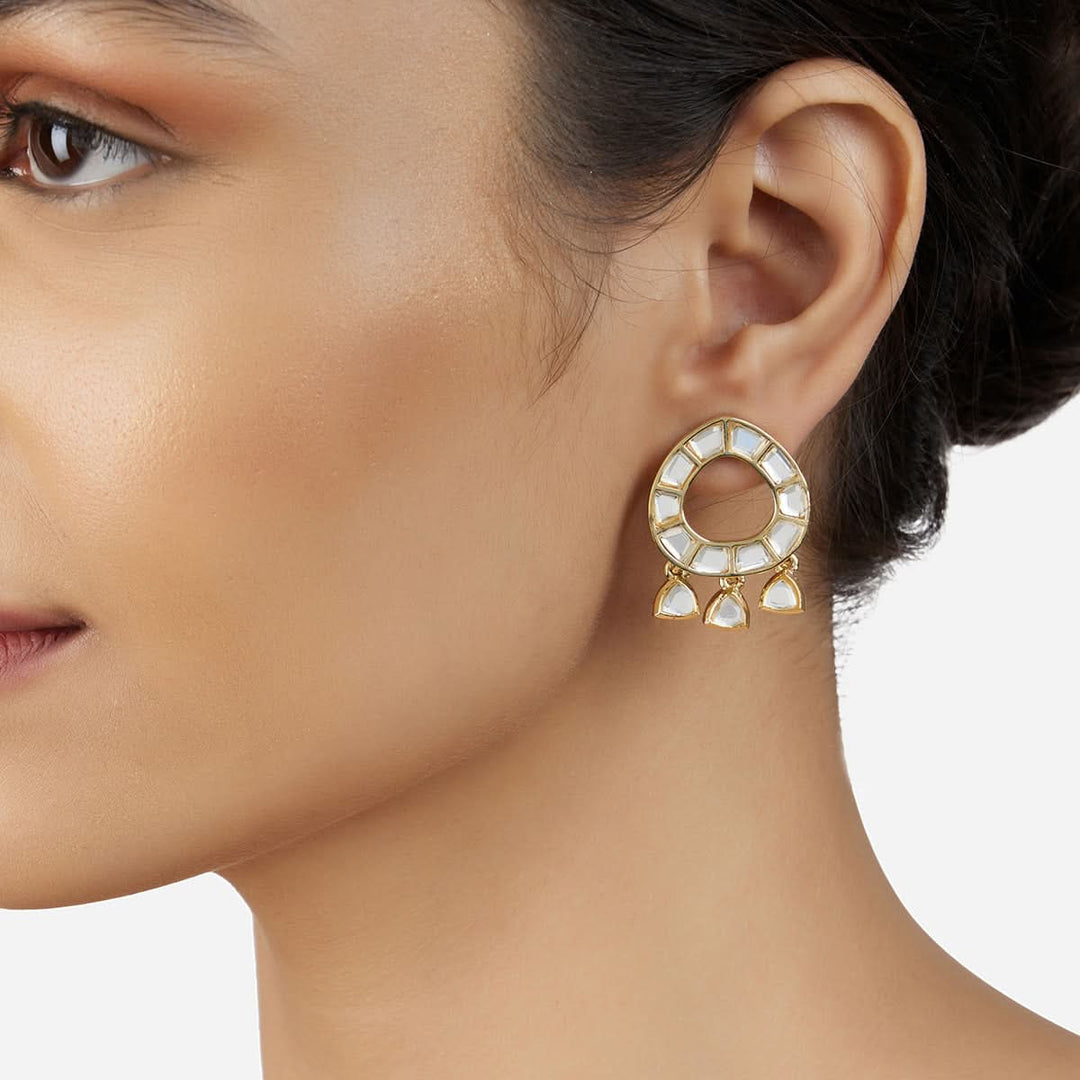 Lumen Chandbali Mirror Earrings for Women by Isharya | Modern Indian Jewellery