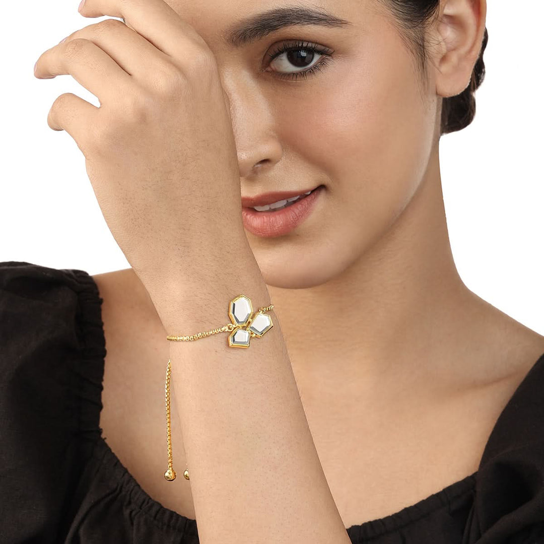 Essential Lumen Mirror Bracelet for Women by Isharya | Modern Indian Jewellery