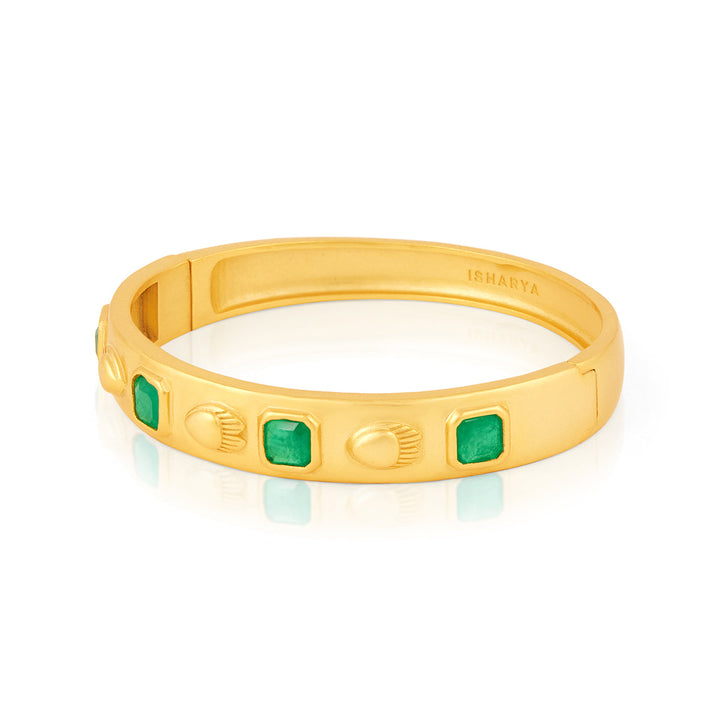 Emerald Oval Hinge Bangle