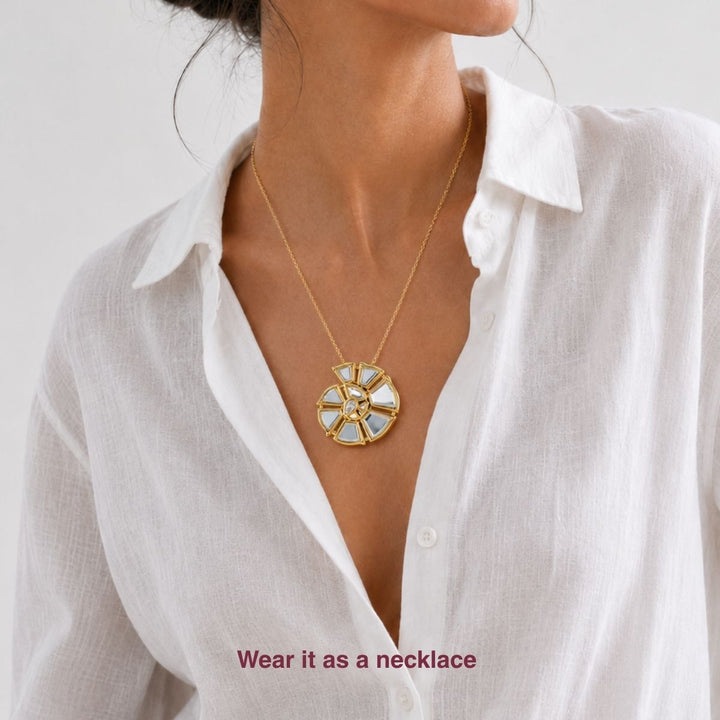 Conch Versatile Mirror Brooch Necklace