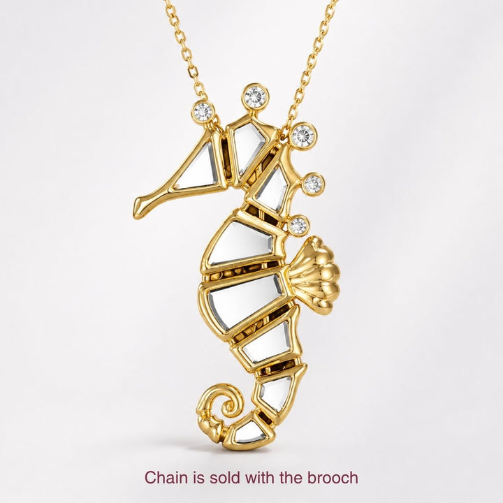 Seahorse Versatile Mirror Brooch Necklace