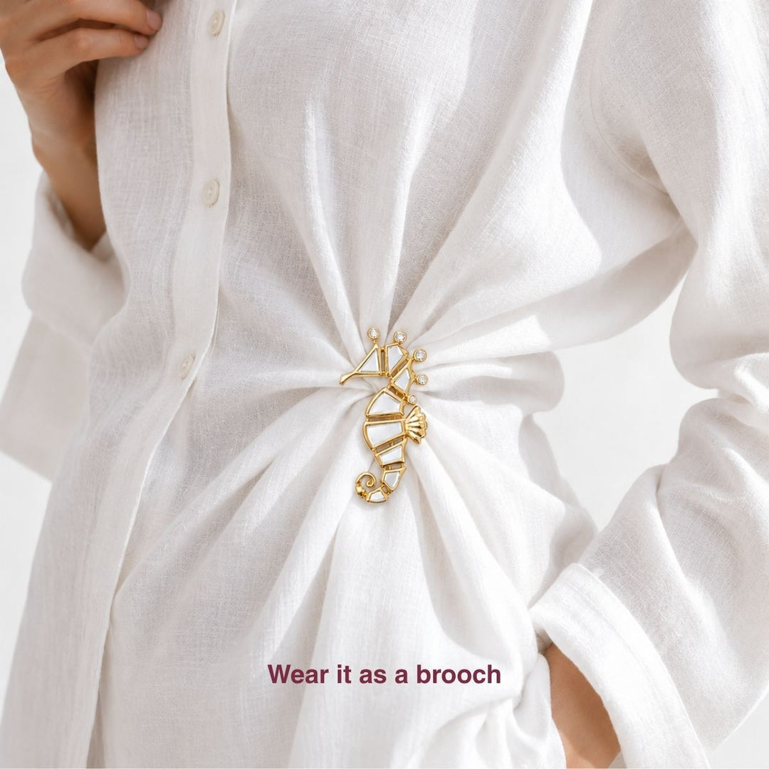 Seahorse Versatile Mirror Brooch Necklace