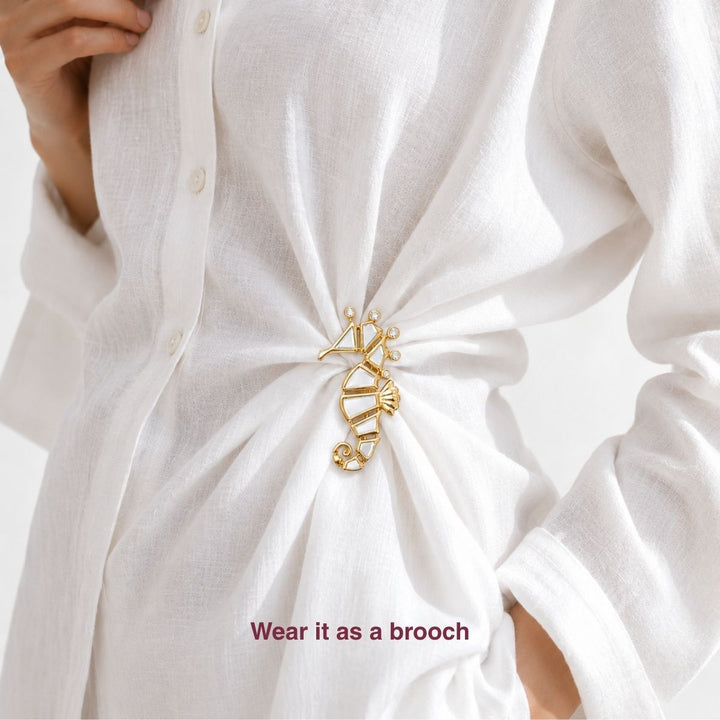 Seahorse Versatile Mirror Brooch Necklace
