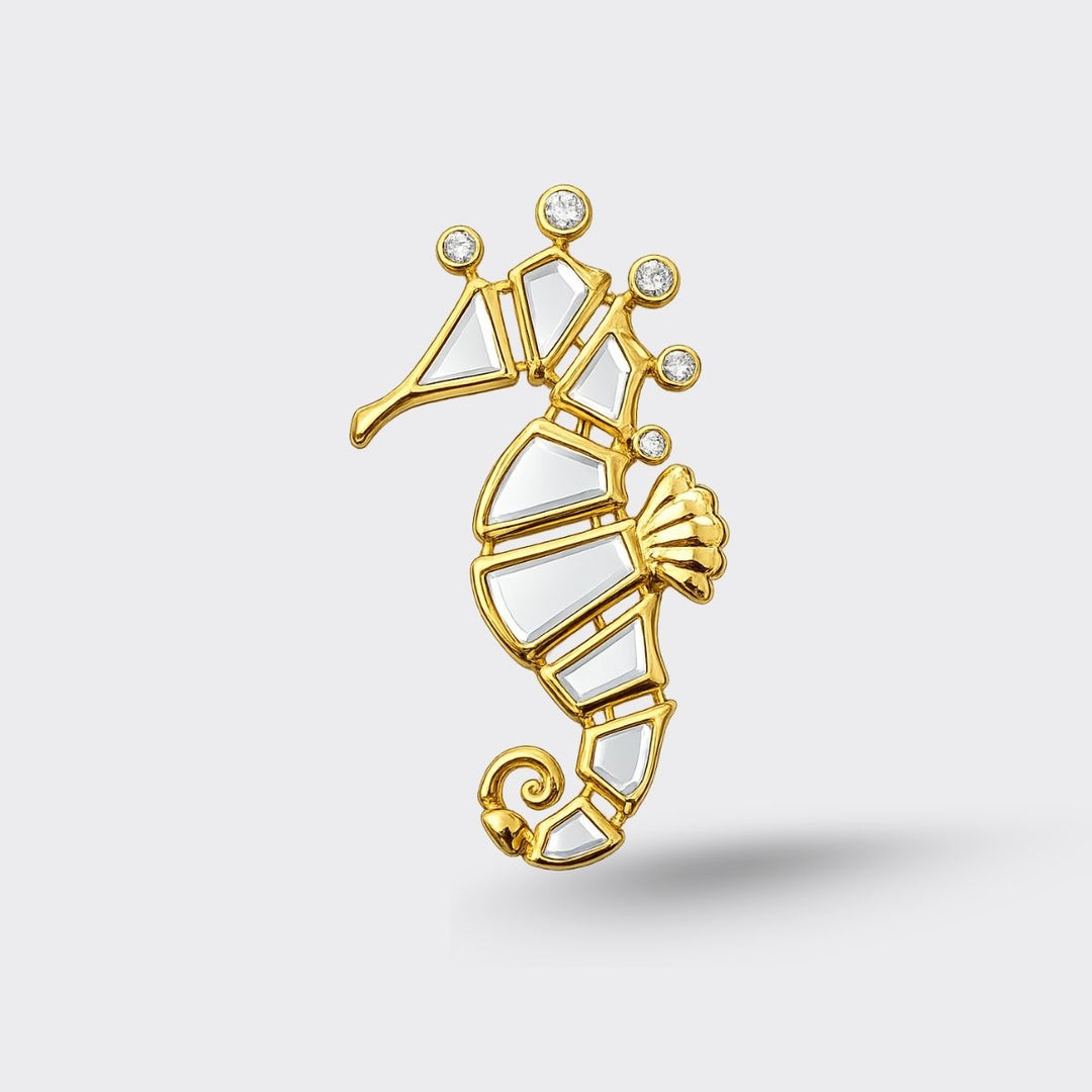 Seahorse Versatile Mirror Brooch Necklace