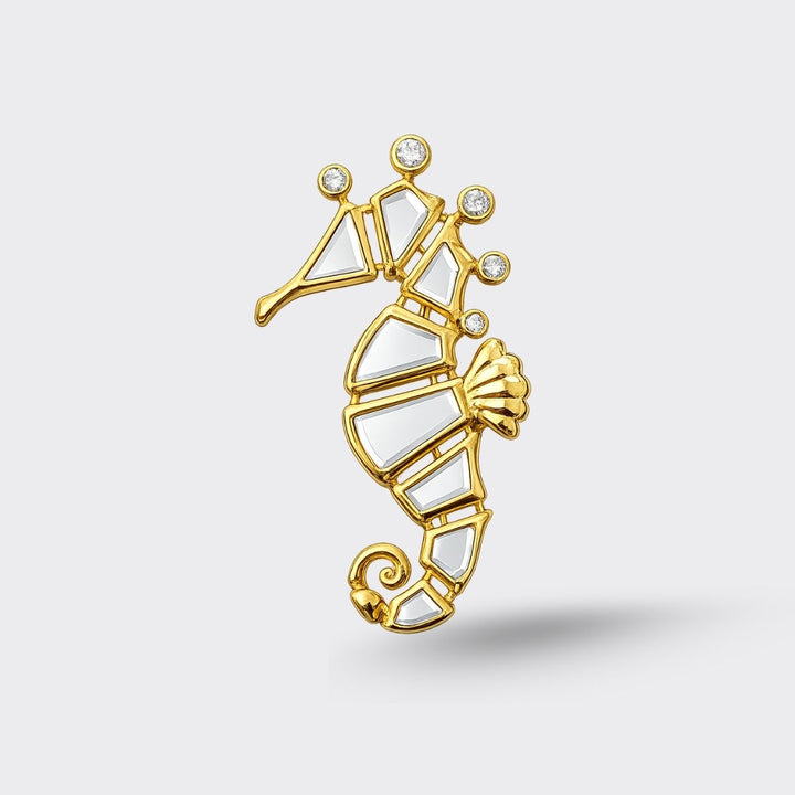 Seahorse Versatile Mirror Brooch Necklace