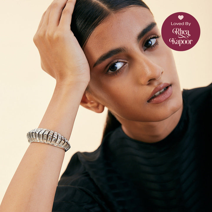 Silver Disco Mirror Rib Wristwear