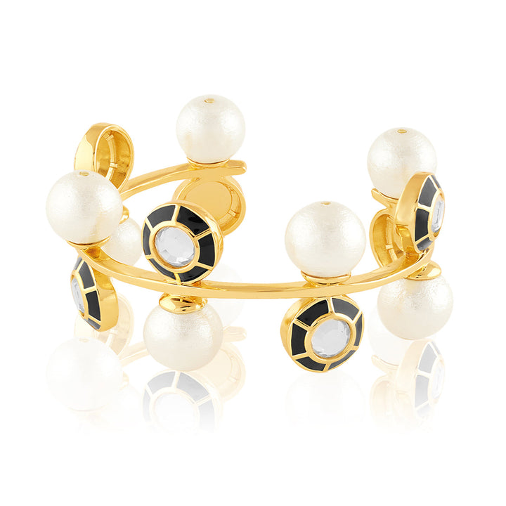 Ayaana Pearl And Mirror Enamel Cuff
