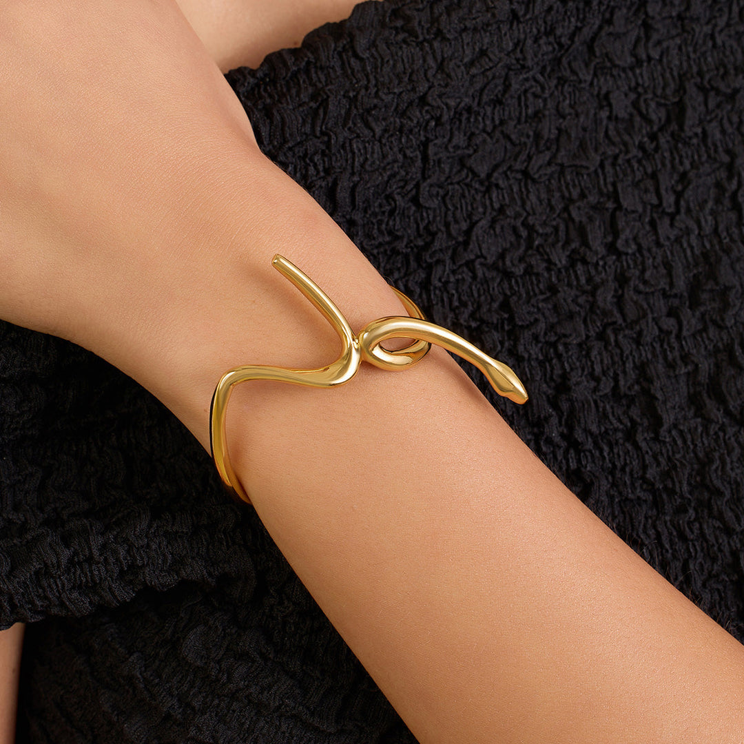 Gold Open Cuff Wristwear for Women by Isharya | Modern Indian Jewellery