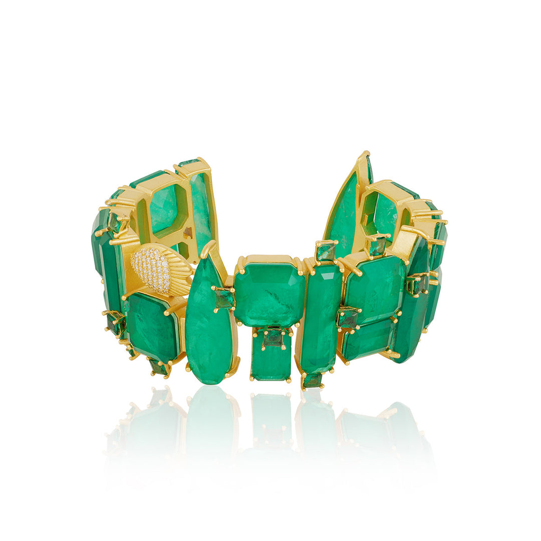 Green Open Cuff Wristwear for Women by Isharya | Modern Indian Jewellery