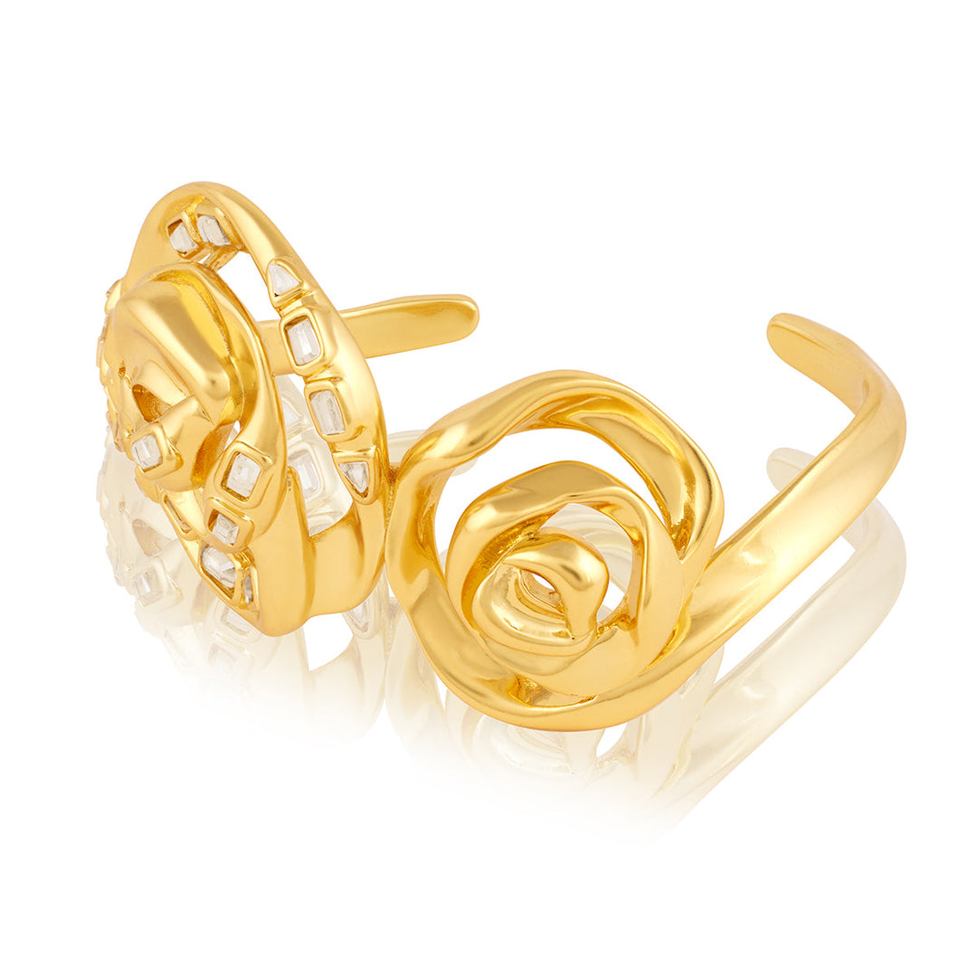 Gold Open Cuff Wristwear for Women by Isharya | Modern Indian Jewellery