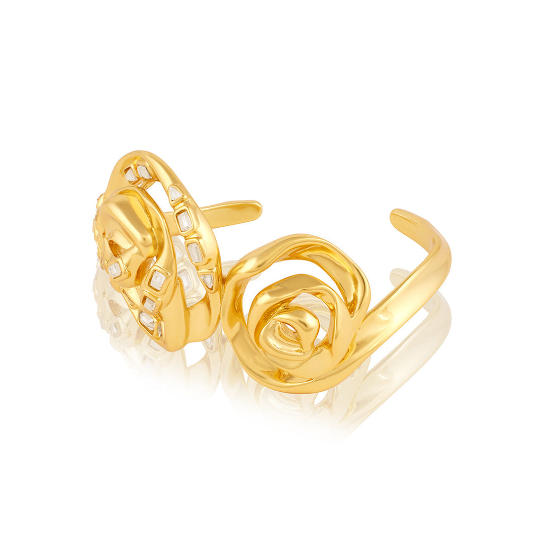 Gold Open Cuff Wristwear for Women by Isharya | Modern Indian Jewellery