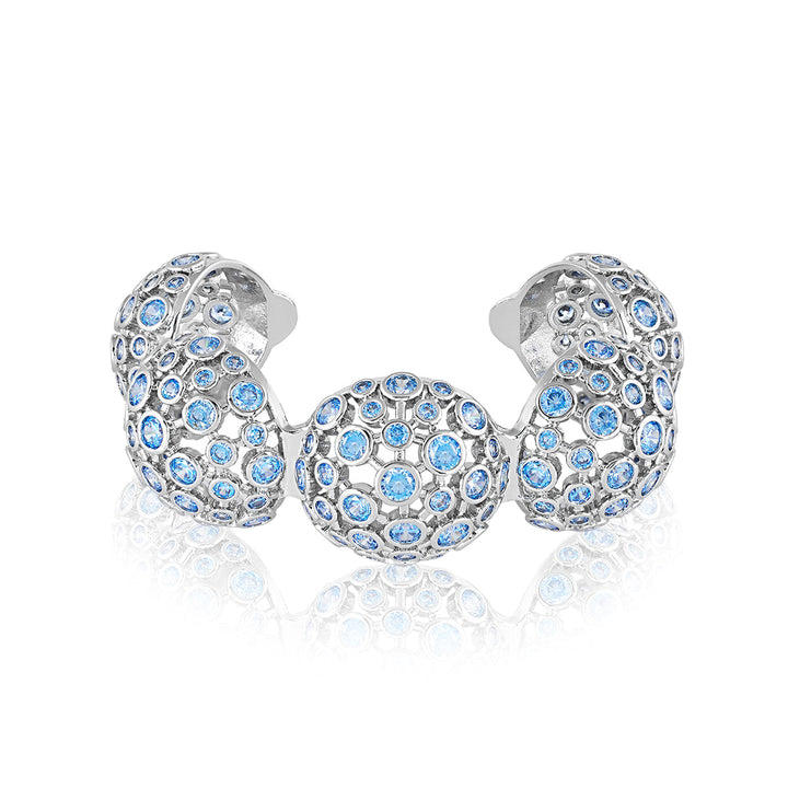 Blue Crystal Ball Cuff Bracelet