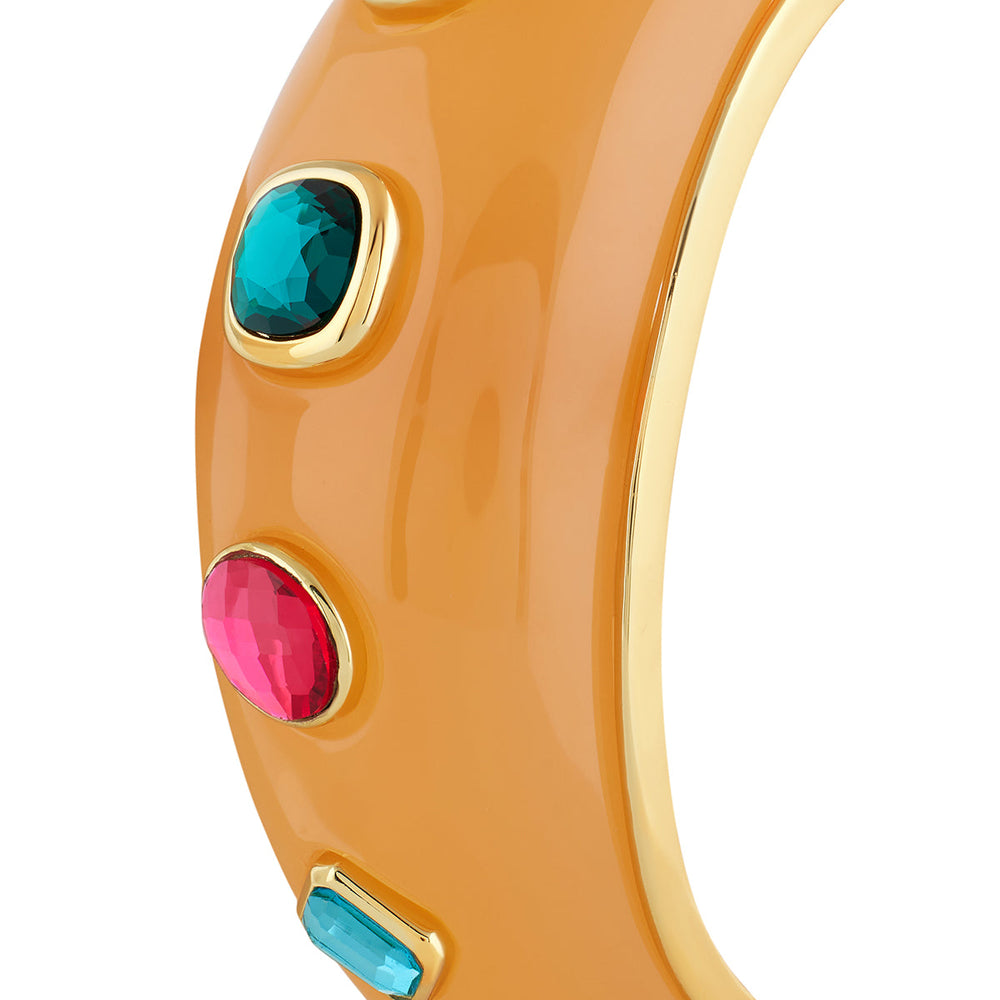 Coral Resin Zirconia Statement Cuff 