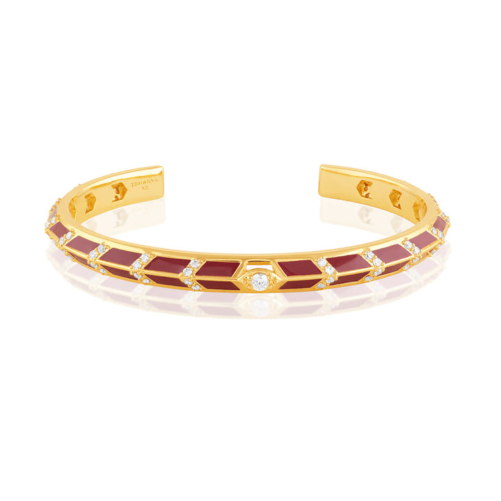Alora Red Enamel Cuff In 18Kt Gold Plated